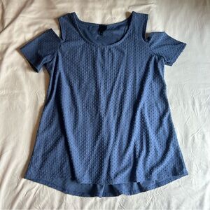 Blue Cold Shoulder Dotted Top – Size Medium